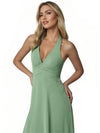 Robe sexy en mousseline de soie col en V longueur au sol