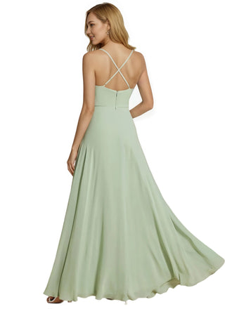 Elegant Cowl Spaghetti Straps A-line Chiffon Floor-Length Bridesmaid Dresses