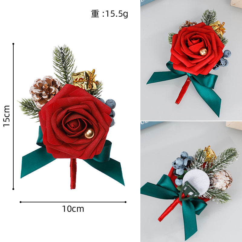 New Creative Style Christmas Wedding Boutonniere Red Flower Christmas Decoration Men Boutonniere, CG6735