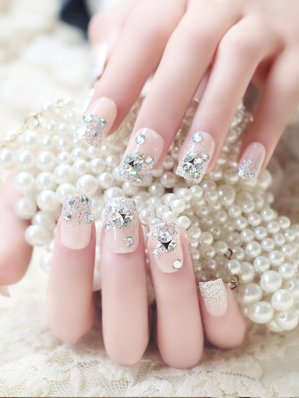 faux ongles Bling Wedding Press On Nails design pour femmes et filles