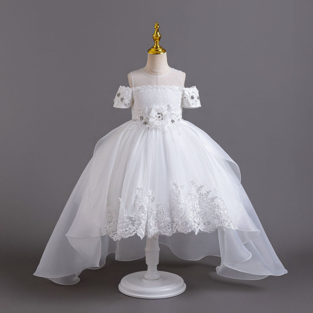 Robe de princesse élégante à épaules dénudées et strass pour filles mariage