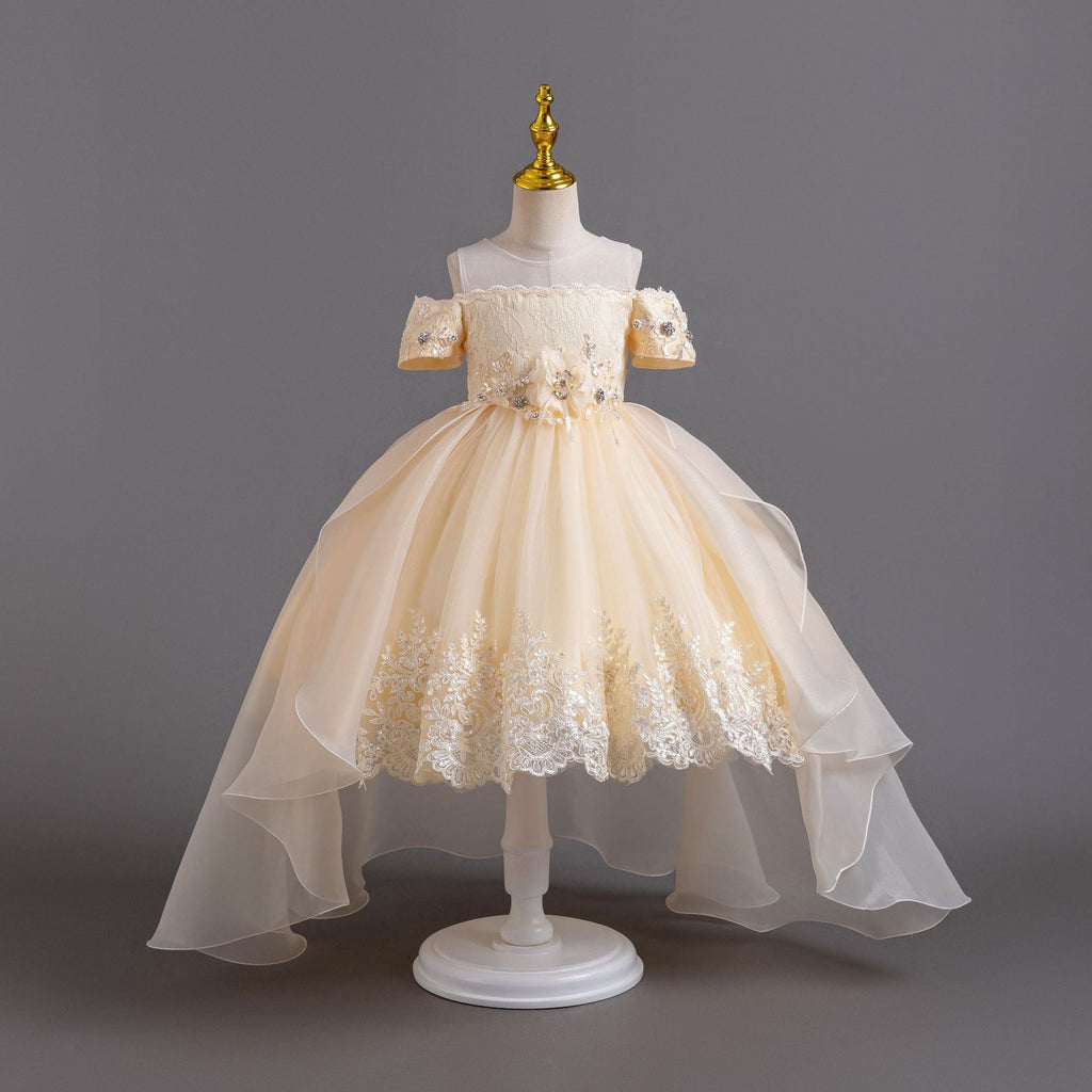 Robe de princesse élégante à épaules dénudées et strass pour filles mariage