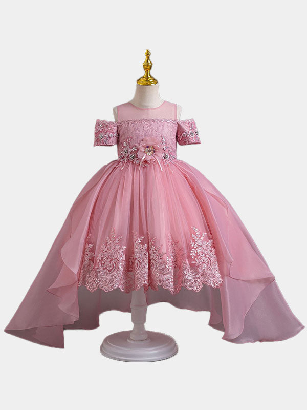Robe de princesse élégante à épaules dénudées et strass pour filles mariage