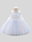 Robes blanches pour filles en tulle et dentelle robe de concours de beauté pour mariages et anniversaires