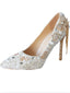 Women's Wedding Shoes Pearl Crystal High Heel Decorative Heel Bridal Shoes,H30