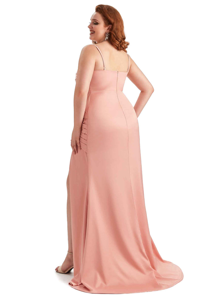 Robe de demoiselle d'honneur longue grande taille Froncé pour mariage