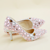 Women's Wedding Shoes Pointed Toe Crystal High Heel Decorative Heel Bridal Shoes,H34