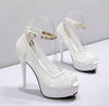 Women's Wedding Shoes 12 CM Lace High Heel Bridal Shoes,H35