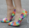 Women's Wedding Shoes Crystal Lace Shoes Flower Shoes High Heel Bridal Shoes,H37