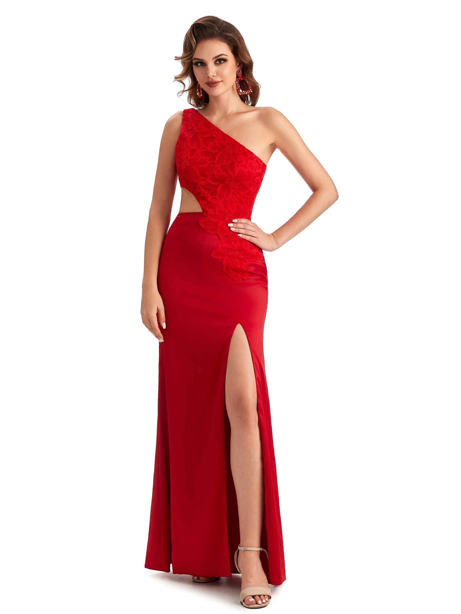 Robe de mariée longue sexy en satin soyeux avec fente dentelle style sirène