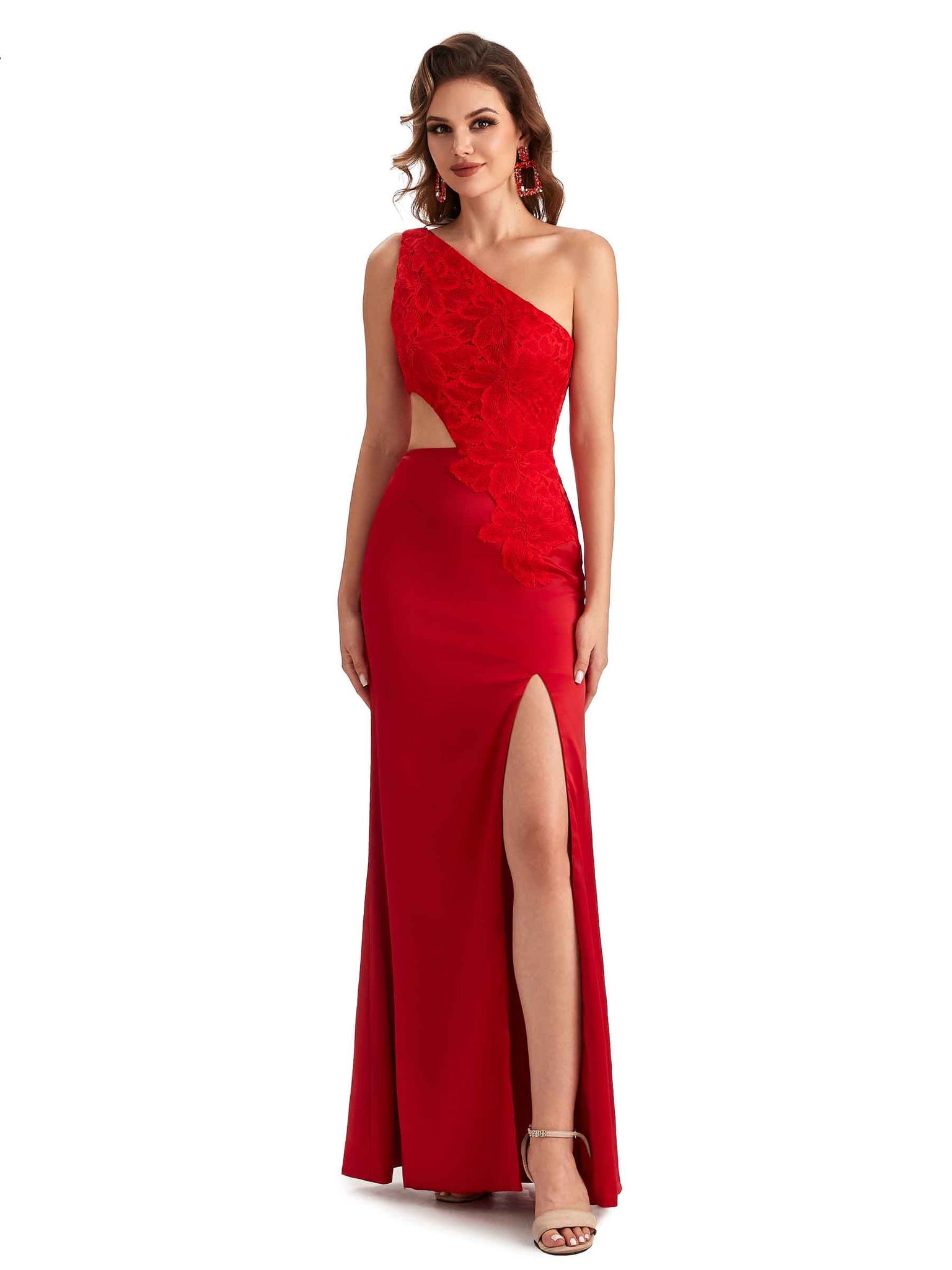 Robe de mariée longue sexy en satin soyeux avec fente dentelle style sirène