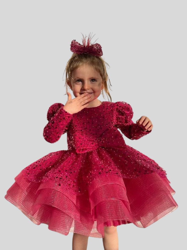 Jolies robes de demoiselle d'honneur en satin avec appliques en dentelle pour enfants robe de soirée de concours de princesse