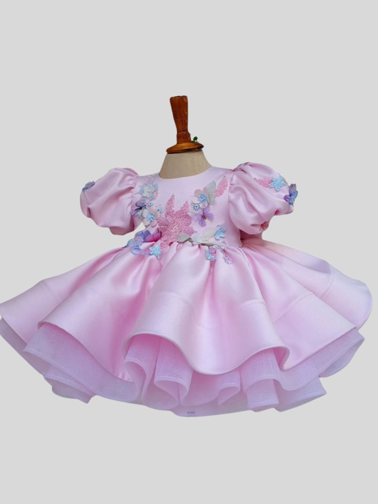 Robes de demoiselle d'honneur en dentelle et perles robe de bal fleurs pour petite fille