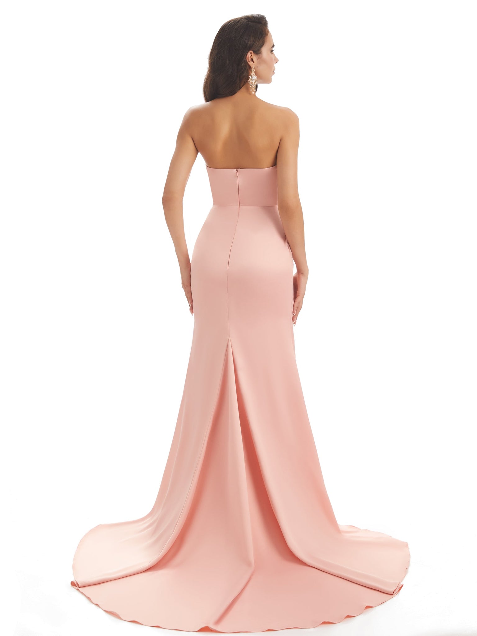 Maxi Robe de demoiselle d'honneur sirène longues sans bretelles sexy fente