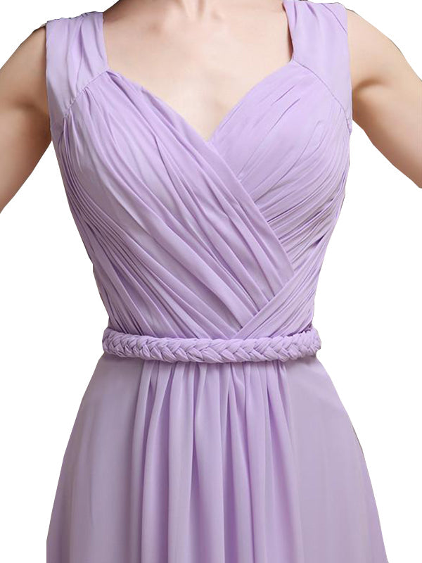 Robes demoiselle d'honneur longues mousseline trapèze