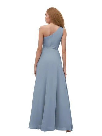 Robe avec Une Epaule Manches A-ligne en Mousseline