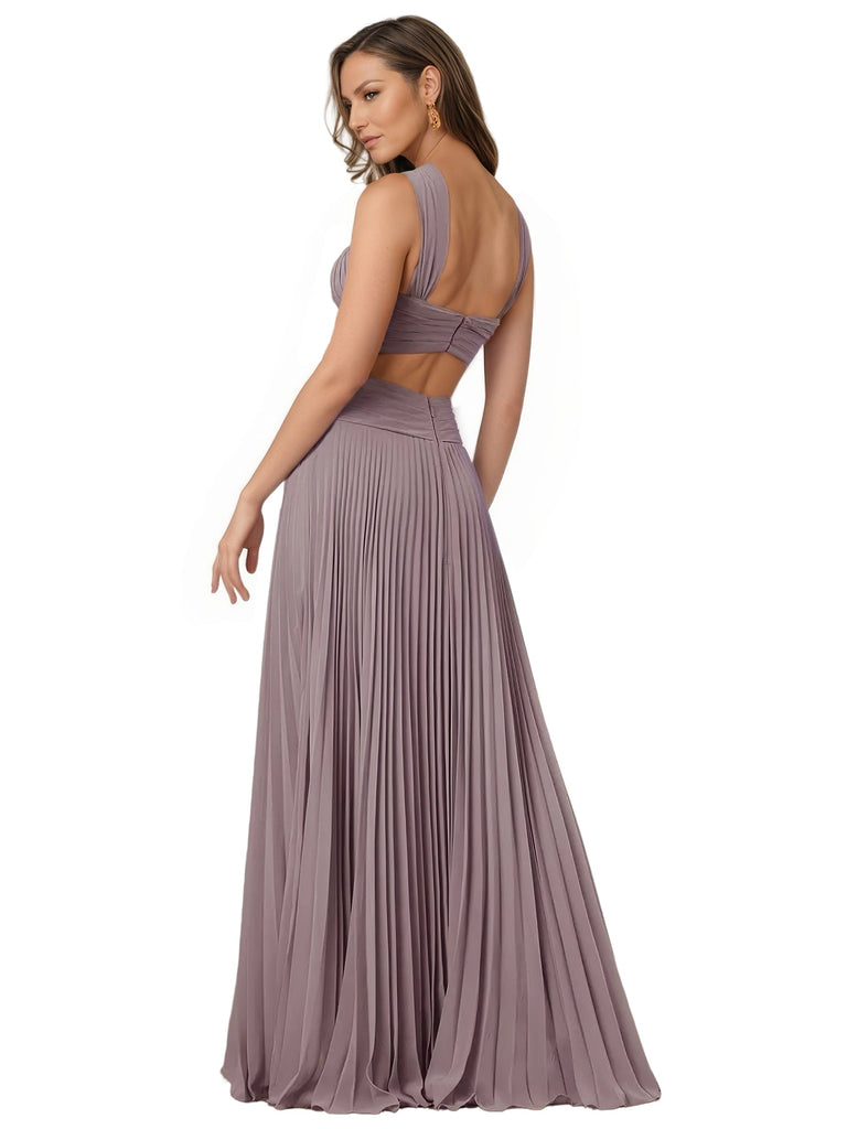 Robe en mousseline de soie coupe A-line dos nufente longueur au sol