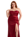 Robe de demoiselle d'honneur longue en satin doux sexy grande taille pour mariage