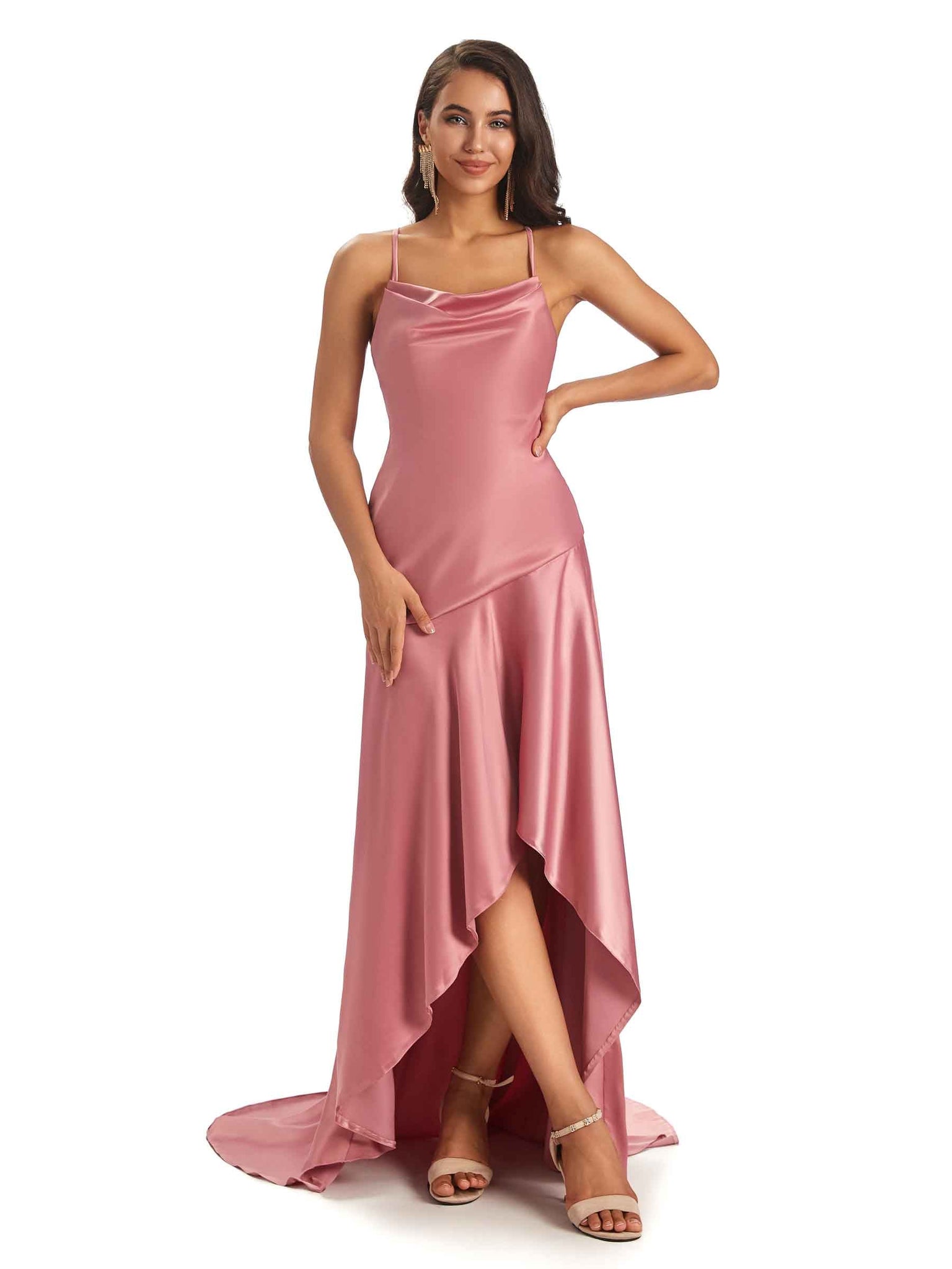 Robes asymétriques dos nu sexy hautes-basses tenue femme pour mariage