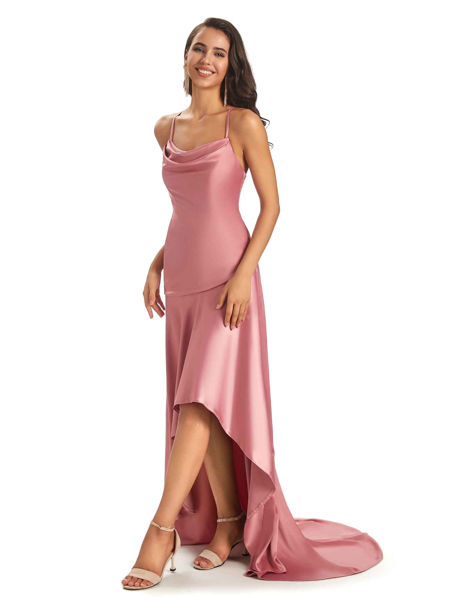 Robes asymétriques dos nu sexy hautes-basses tenue femme pour mariage