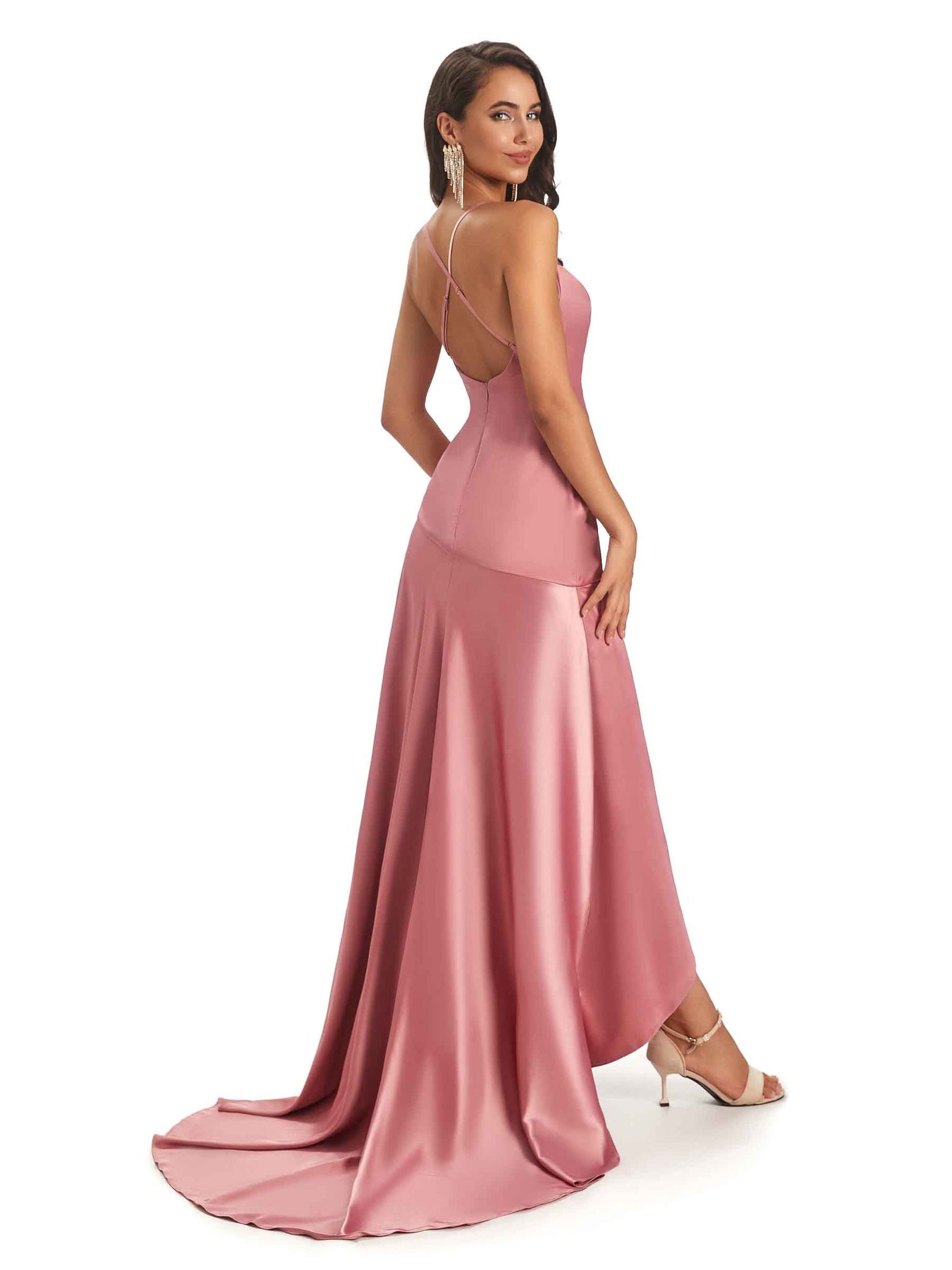 Robes asymétriques dos nu sexy hautes-basses tenue femme pour mariage
