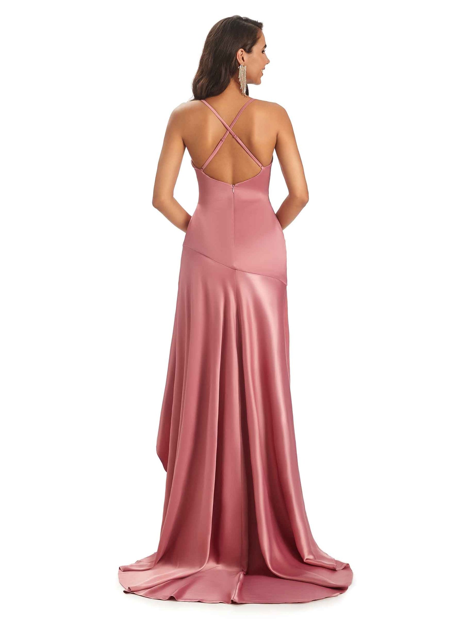Robes asymétriques dos nu sexy hautes-basses tenue femme pour mariage