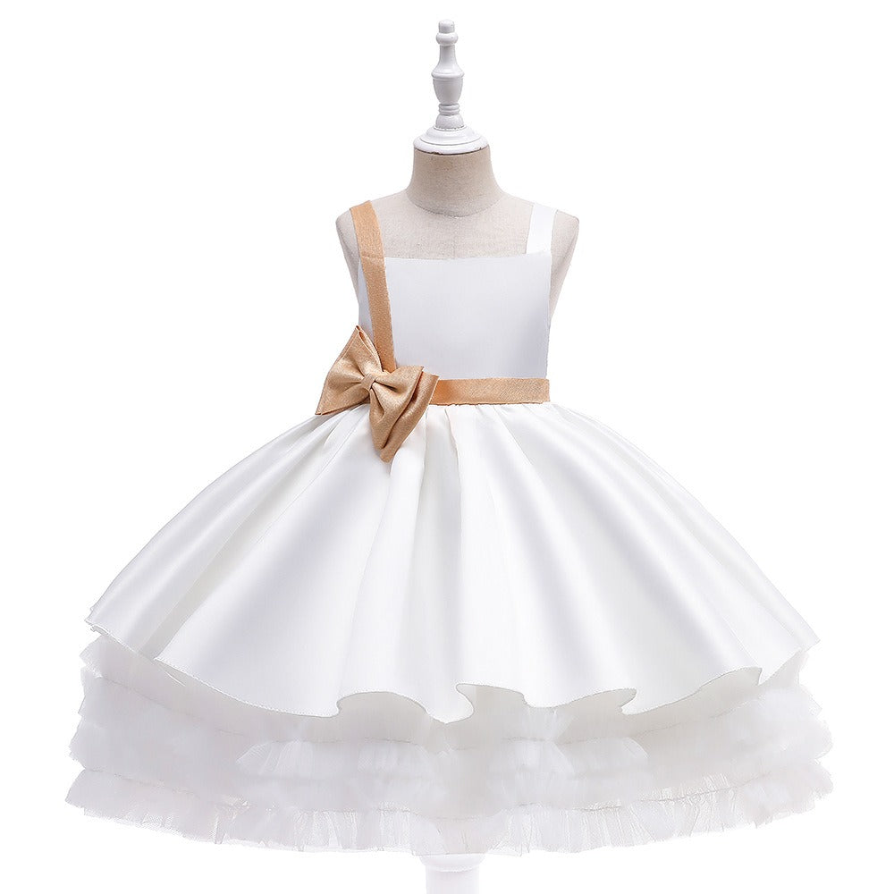 Robe de princesse élégante en satin et tulle avec nœud pour filles