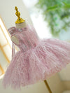 Robes de demoiselle d'honneur roses pour mariage robe de princesse ligne A fête d'anniversaire pour enfants