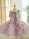 Robes de demoiselle d'honneur roses pour mariage robe de princesse ligne A fête d'anniversaire pour enfants