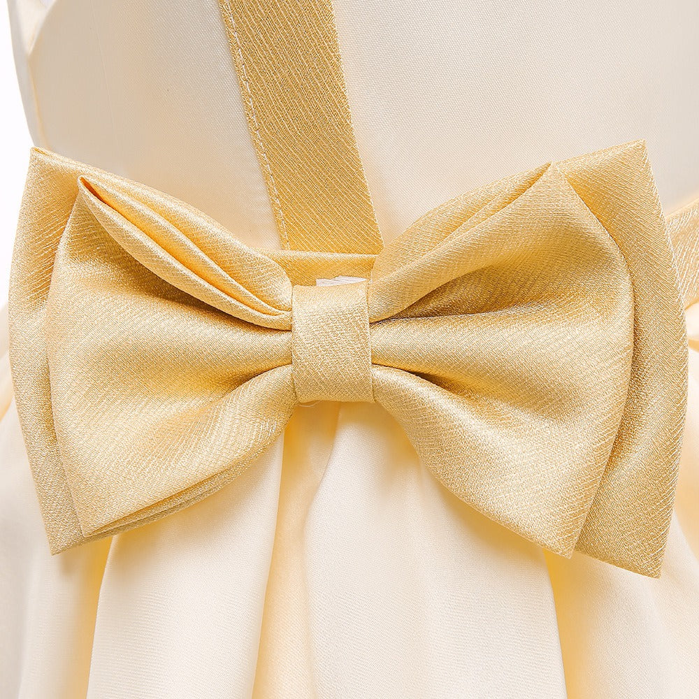 Robe de princesse élégante en satin et tulle avec nœud pour filles