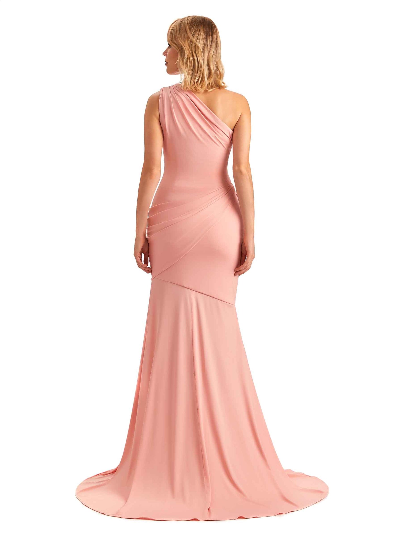 Robe sirène sexy de demoiselle d'honneur asymétrique Fente jersey extensible