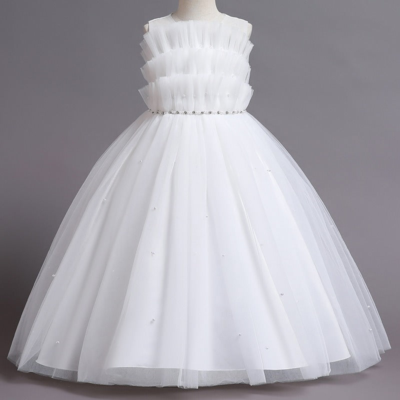 Robe de princesse élégante en tulle pour filles à fleurs pour mariage