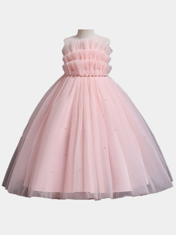 Robe de princesse élégante en tulle pour filles à fleurs pour mariage