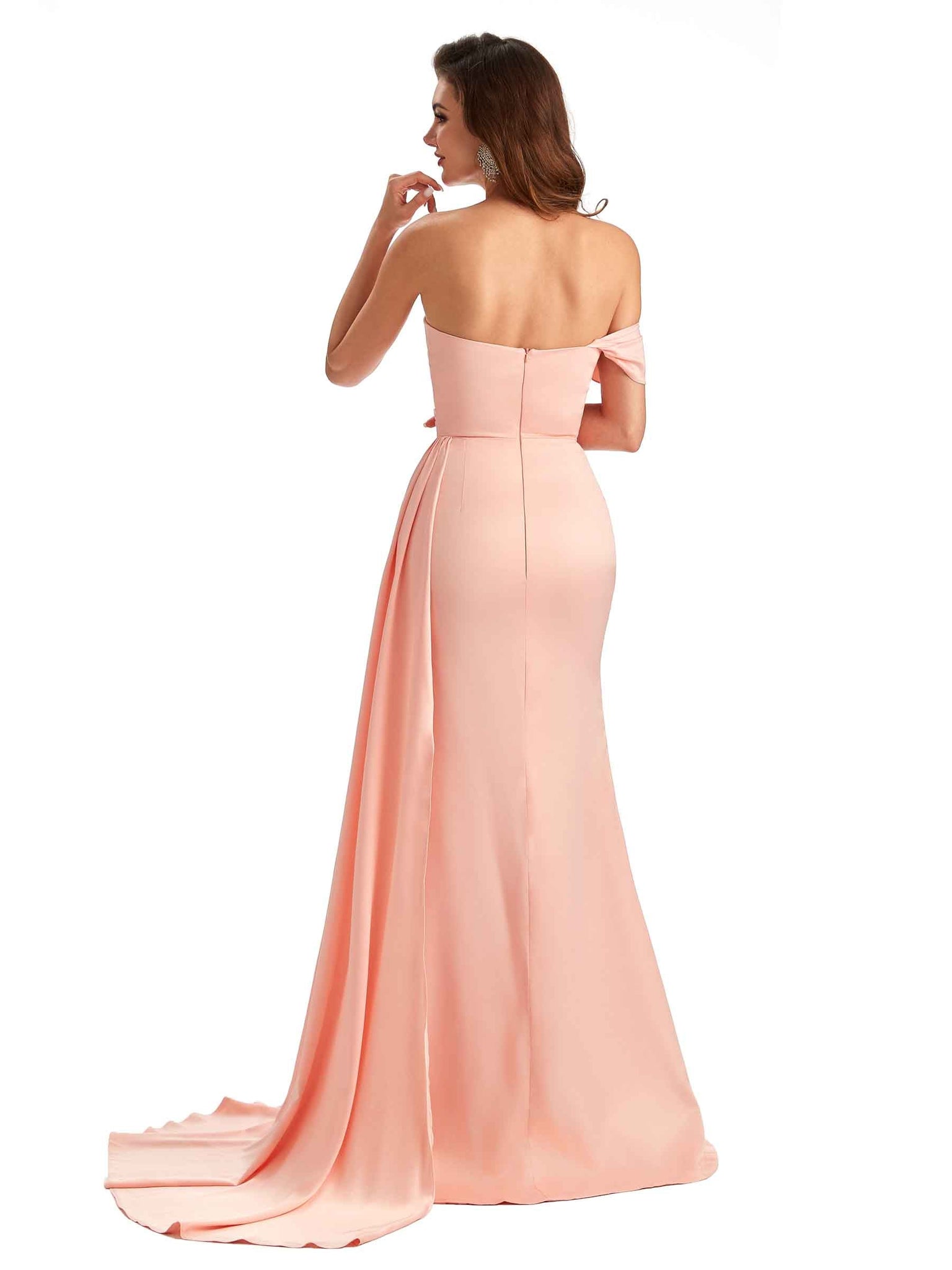 Robe de demoiselle d'honneur longue en satin doux une épaule sexy pour femmes sans manches