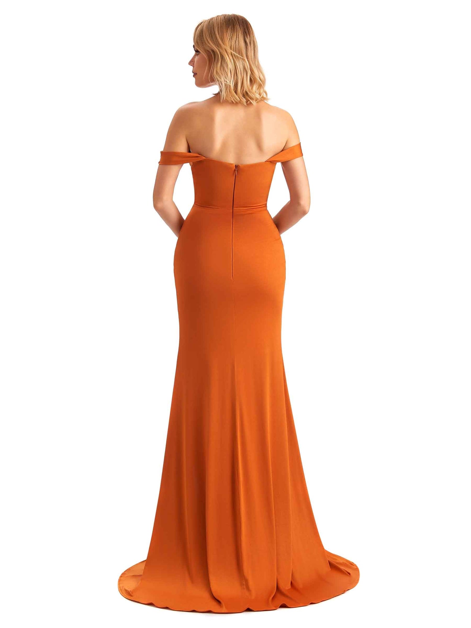 Robes de demoiselle d'honneur extensible avec fente hors de l'épaules