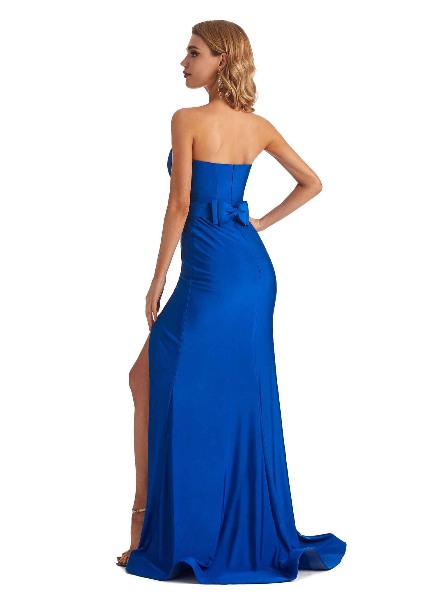 Robes de demoiselle d'honneur sirène sexy fente jersey longues