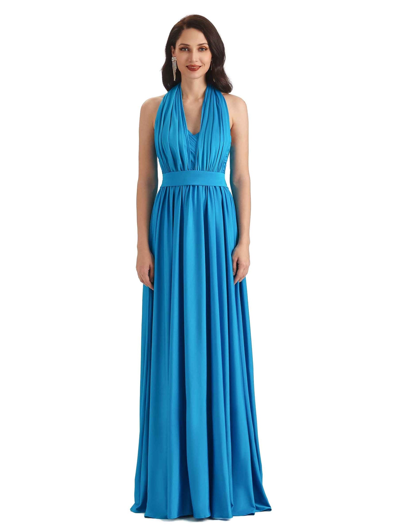 Robes de demoiselle d'honneur formelles longues jersey extensible convertibles Linge A
