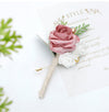 New Wedding Men Boutonniere Groomsman Brooch Mori Flowers Green Leaves, CG6693