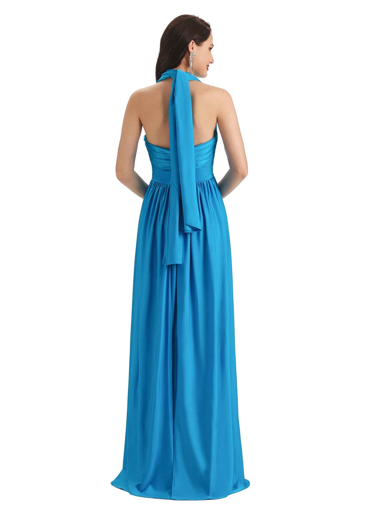 Robes de demoiselle d'honneur formelles longues jersey extensible convertibles Linge A