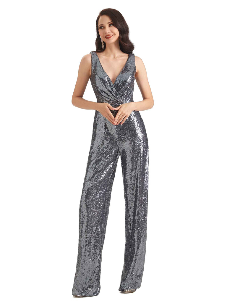 Costume pantalon à sequins scintillants pour mère de la mariée