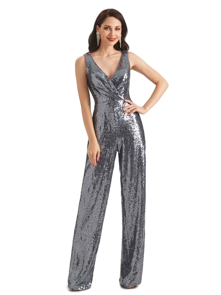 Costume pantalon à sequins scintillants pour mère de la mariée