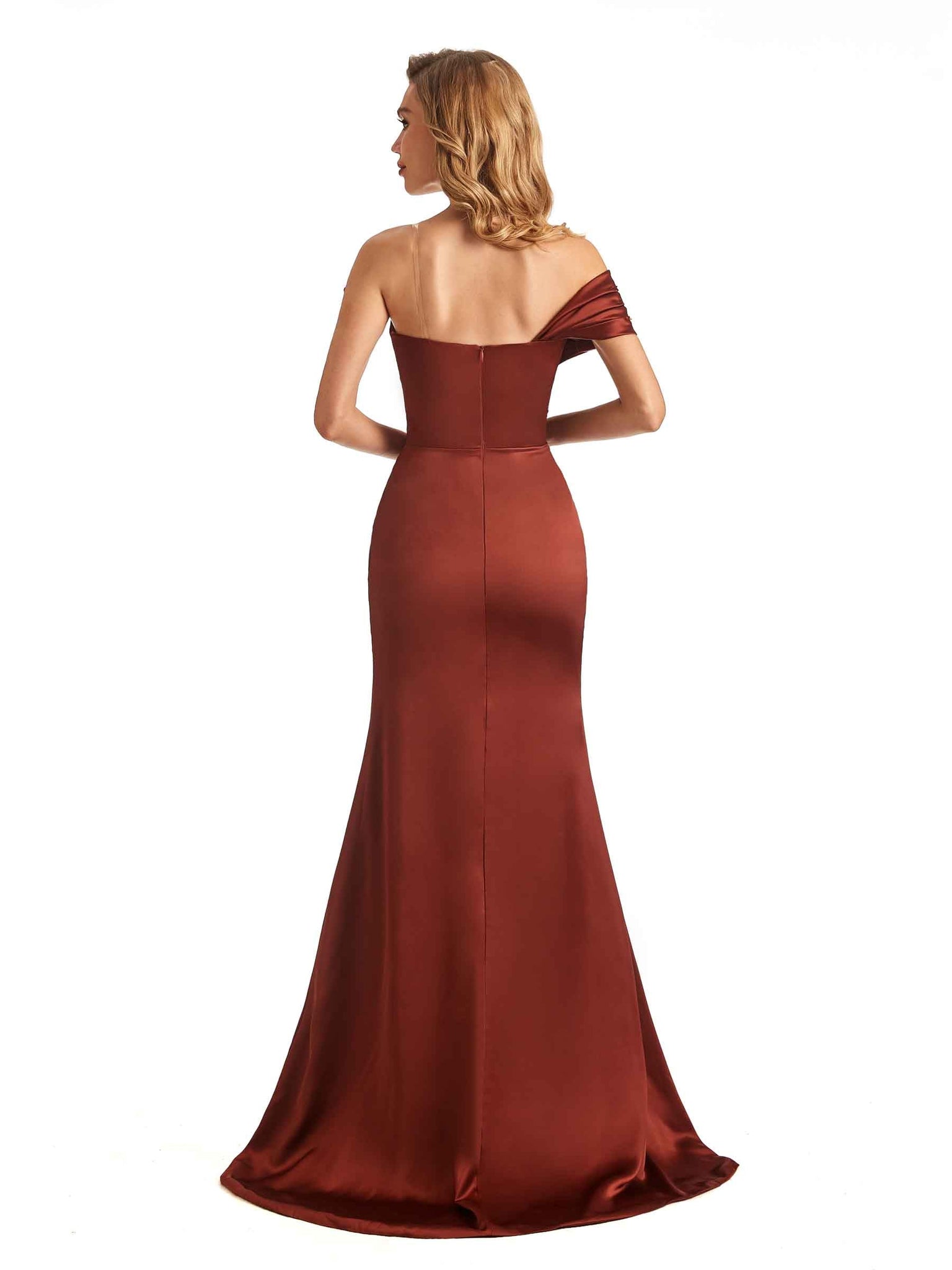 Robes formelles élégantes sirène une épaule Maxi longues robes formelles en satin