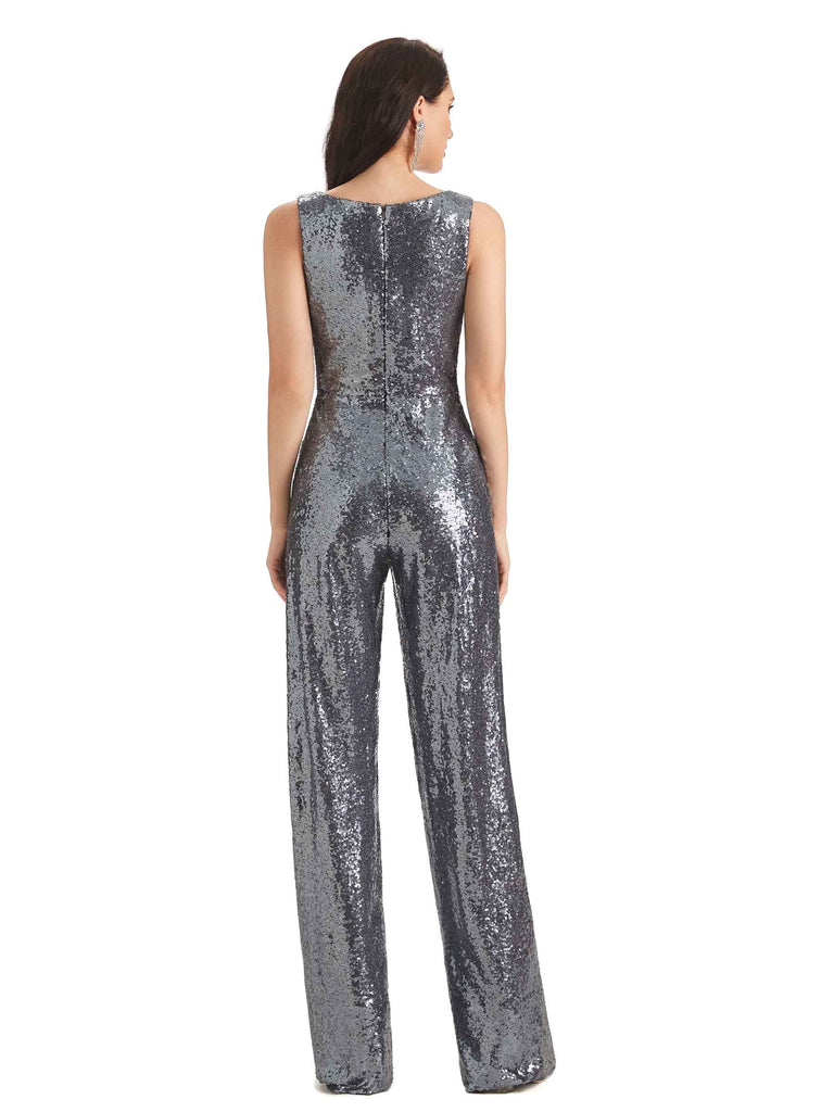 Costume pantalon à sequins scintillants pour mère de la mariée