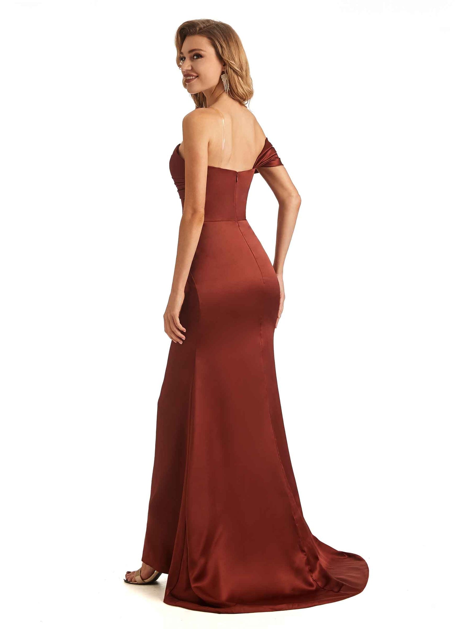 Robes formelles élégantes sirène une épaule Maxi longues robes formelles en satin