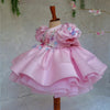 Robes de demoiselle d'honneur en dentelle et perles robe de bal fleurs pour petite fille