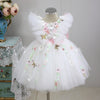 Robe de bal en dentelle appliquée pour fille de fleur pour mariage robe de concours tulle pour enfants