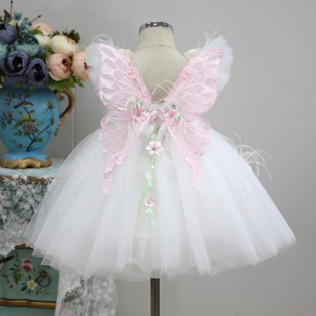 Robe de bal en dentelle appliquée pour fille de fleur pour mariage robe de concours tulle pour enfants