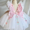 Robe de bal en dentelle appliquée pour fille de fleur pour mariage robe de concours tulle pour enfants