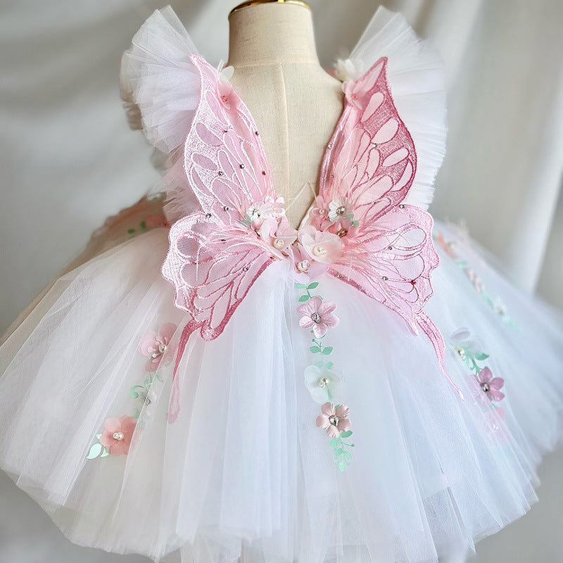 Robe de bal en dentelle appliquée pour fille de fleur pour mariage robe de concours tulle pour enfants