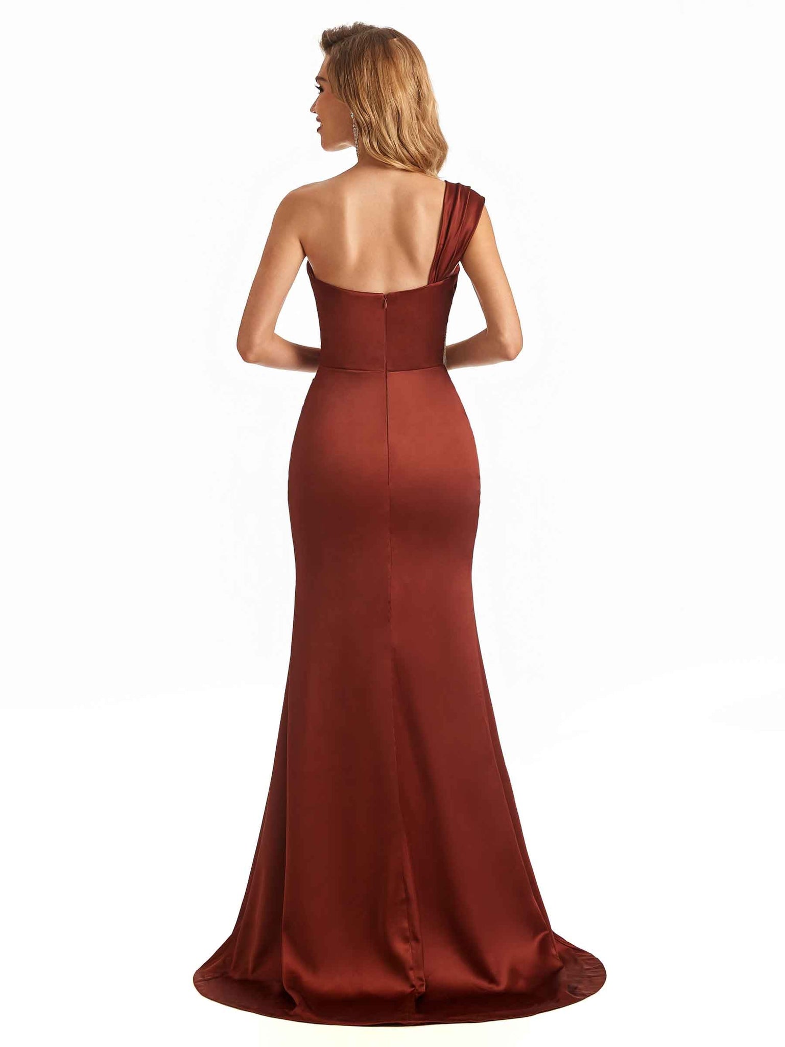 Dos nu sirène robe cocktail de demoiselle d'honneur Satin épaule dénudée